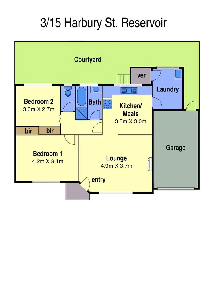 Floorplan of Homely unit listing, 3/15 Harbury Street, Reservoir VIC 3073