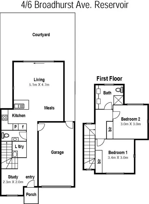 Floorplan of Homely townhouse listing, 4/6 Broadhurst Avenue, Reservoir VIC 3073