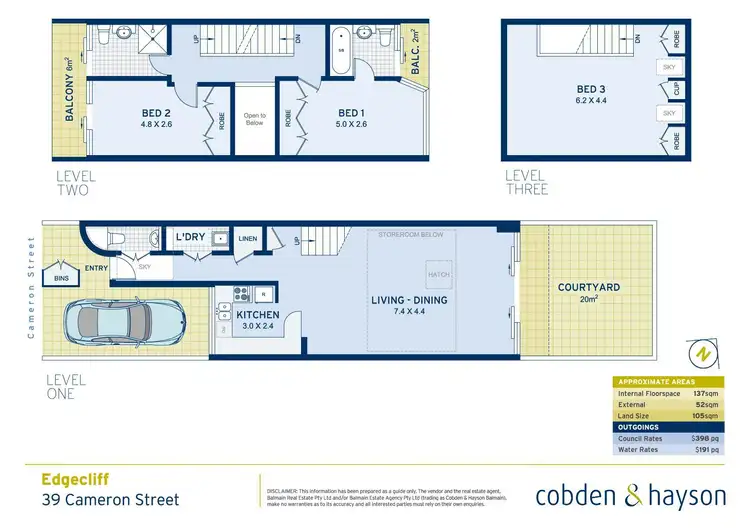 Floorplan of Homely terrace listing, 39 Cameron Street, Edgecliff NSW 2027