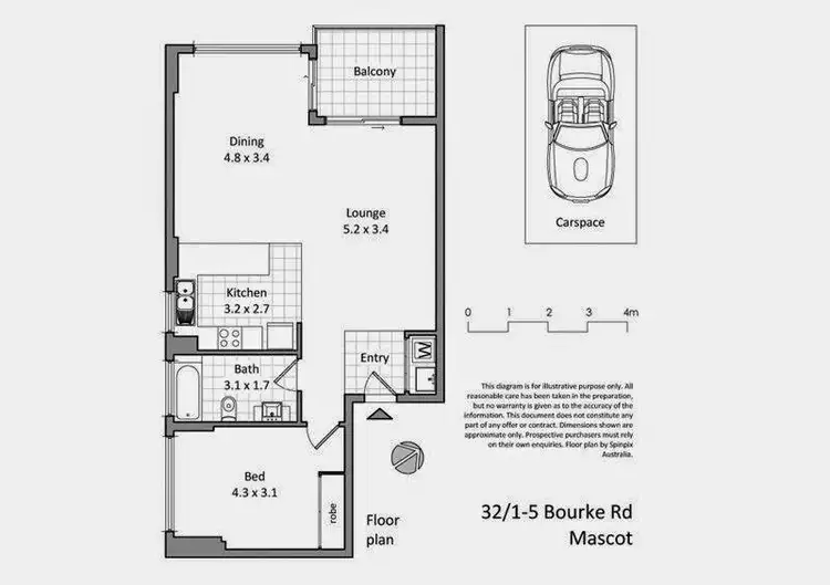 Floorplan of Homely apartment listing, 32/1-5 Bourke Road, Mascot NSW 2020