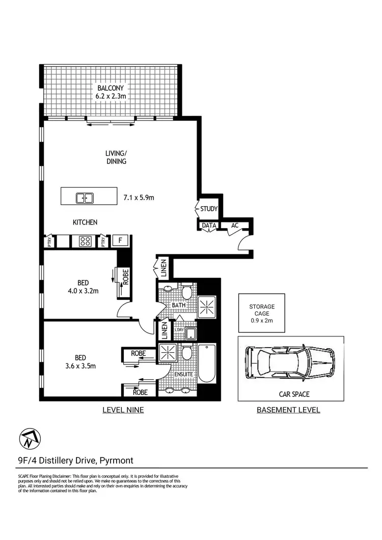 Floorplan of Homely apartment listing, 9F/4 Distillery Drive, Pyrmont NSW 2009