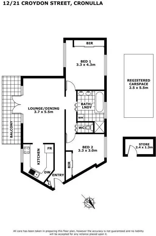 Floorplan of Homely apartment listing, 12/21 Croydon Street, Cronulla NSW 2230