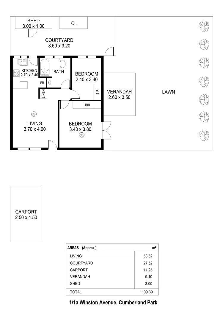 Floorplan of Homely unit listing, 1/1A Winston Avenue, Cumberland Park SA 5041