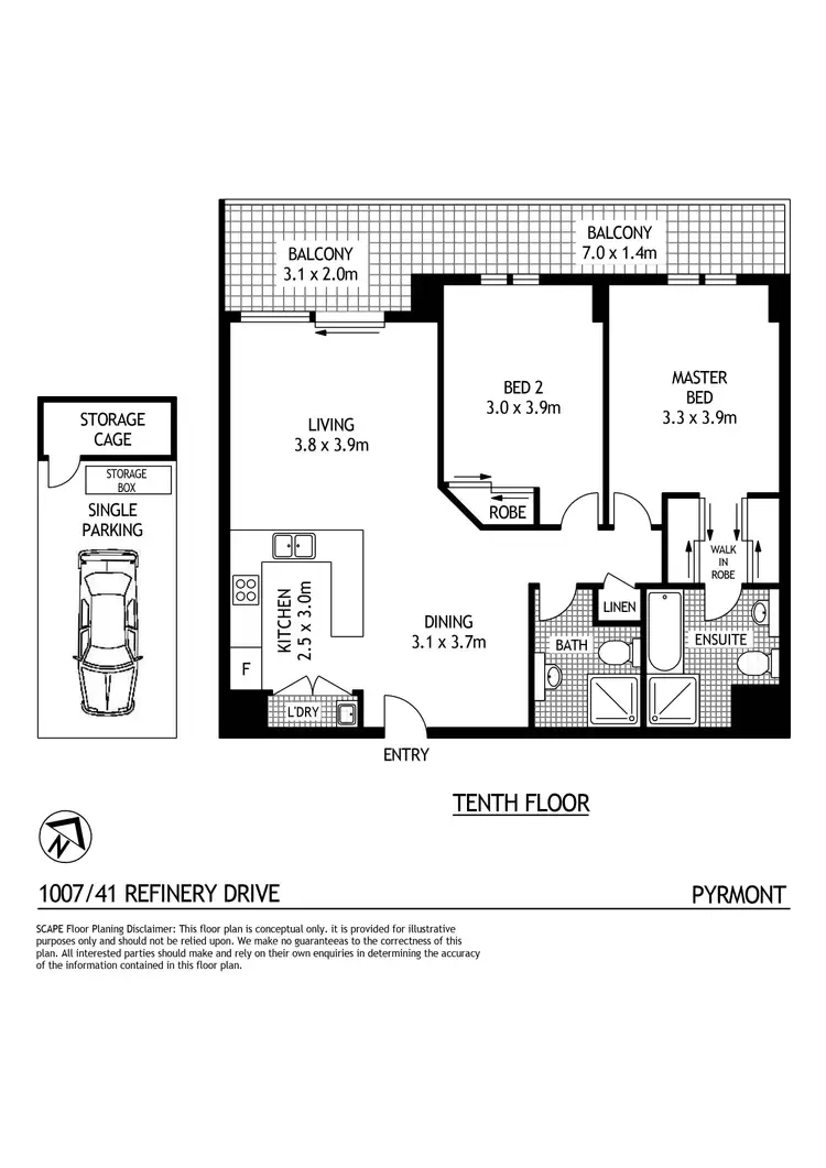 Floorplan of Homely apartment listing, 1007/41 Refinery Drive, Pyrmont NSW 2009