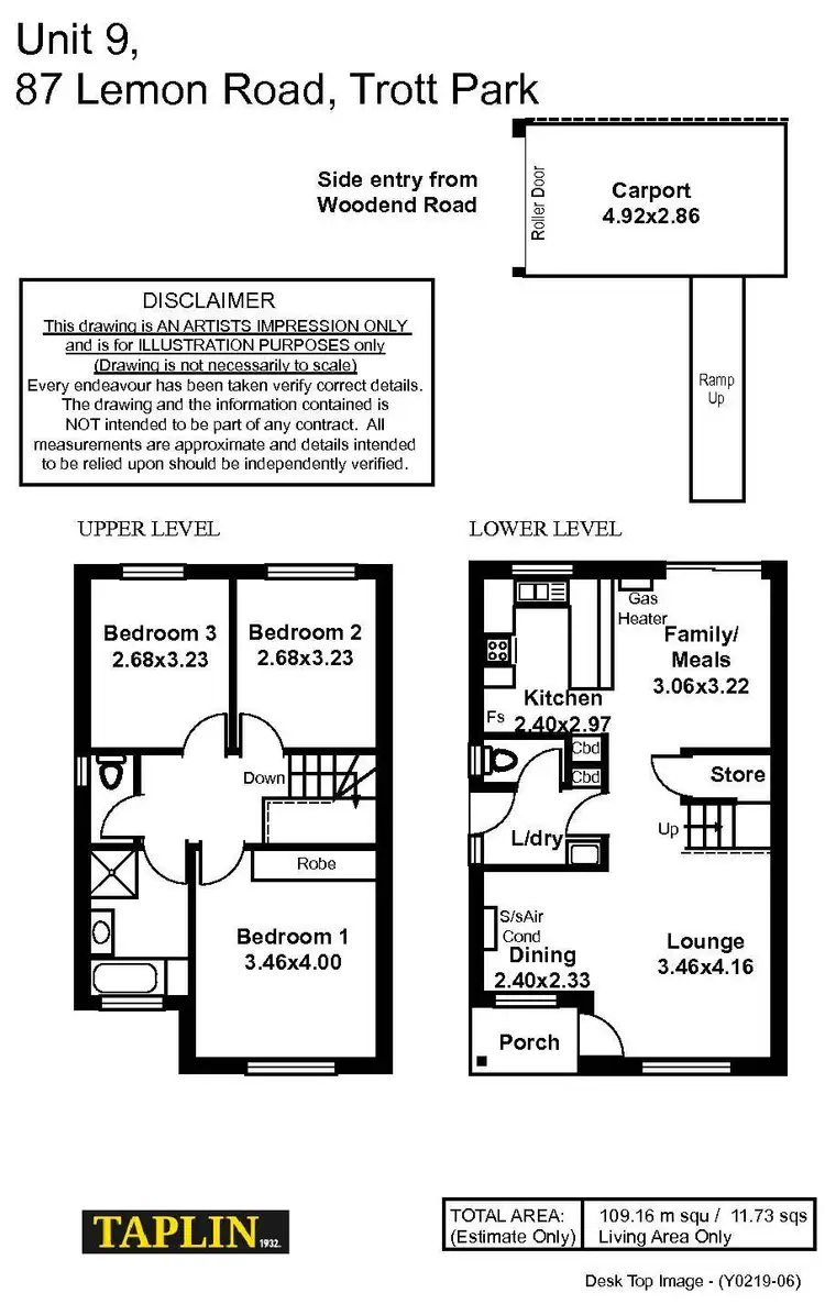 Floorplan of Homely townhouse listing, 9/87 Lemon Road, Trott Park SA 5158