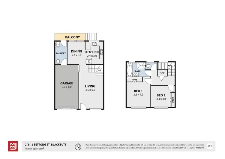 Floorplan of Homely townhouse listing, 2/8 - 12 Bettong Street, Blackbutt NSW 2529