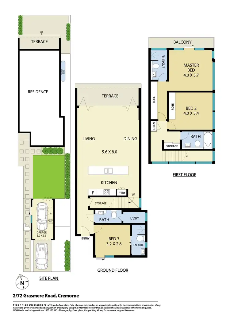 Floorplan of Homely townhouse listing, 2/72 Grasmere Lane, Cremorne NSW 2090