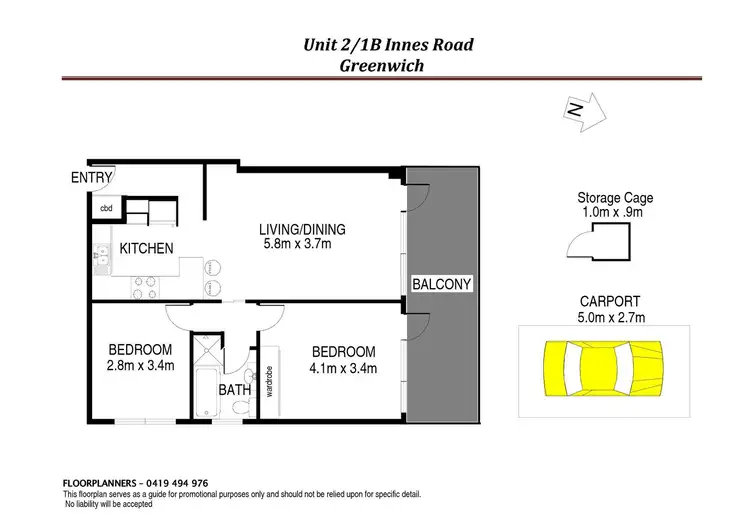 Floorplan of Homely unit listing, 2/1B Innes Road, Greenwich NSW 2065