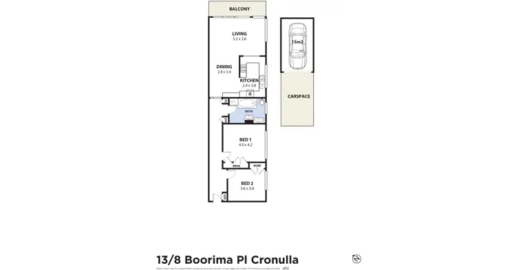 Floorplan of Homely unit listing, 13/8 Boorima Place, Cronulla NSW 2230