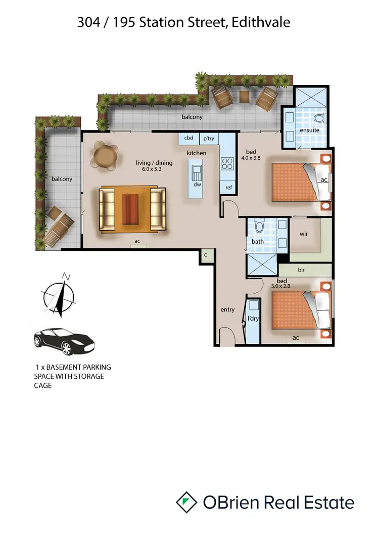 Floorplan of Homely apartment listing, 304/195 Station Street, Edithvale VIC 3196