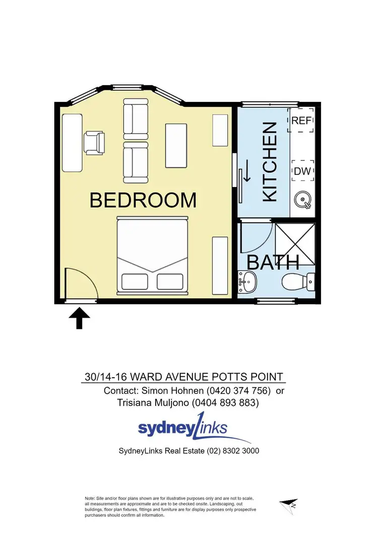 Floorplan of Homely studio listing, 30/14-16 Ward Avenue, Potts Point NSW 2011