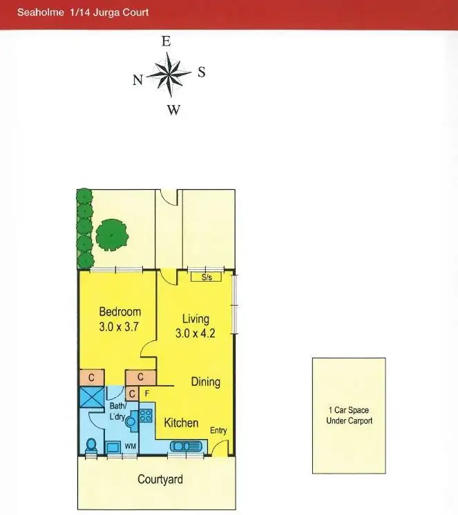 Floorplan of Homely unit listing, 1/14 Jurga Court, Seaholme VIC 3018