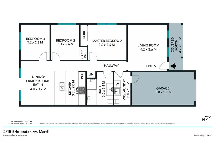 Floorplan of Homely semi-detached listing, 2/15 Brickendon Avenue, Mardi NSW 2259