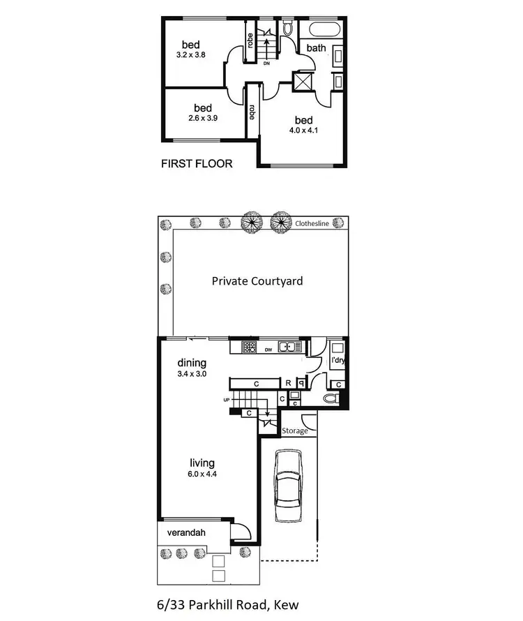 Floorplan of Homely townhouse listing, 6/33 Parkhill Road, Kew VIC 3101