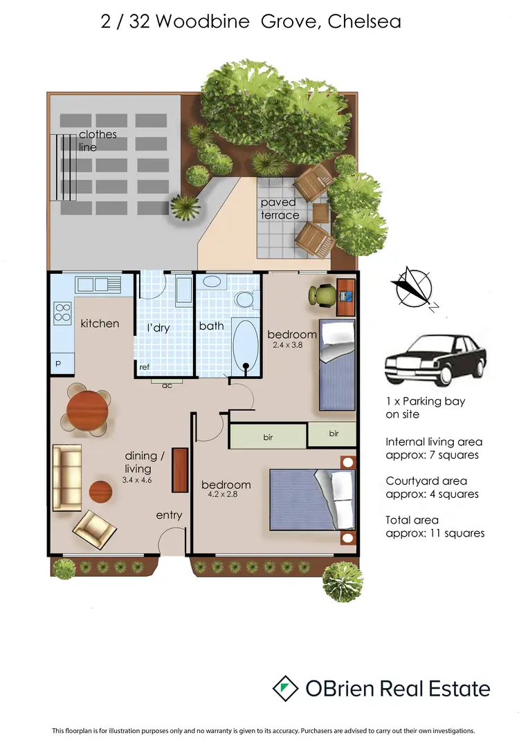 Floorplan of Homely unit listing, 2/32 Woodbine Grove, Chelsea VIC 3196