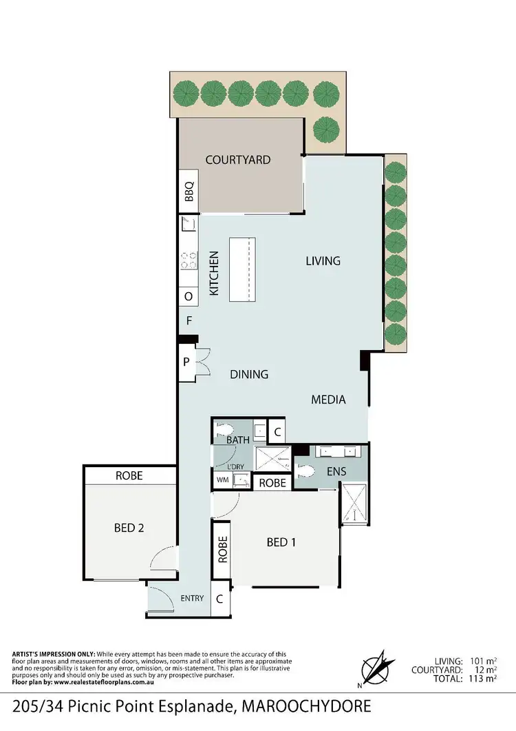 Floorplan of Homely unit listing, 205/34 Picnic Point Esplanade, Maroochydore QLD 4558