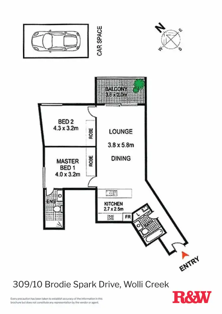 Floorplan of Homely apartment listing, 309/10 Brodie Spark Drive, Wolli Creek NSW 2205