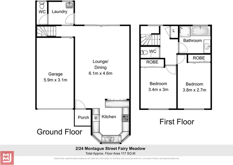 Floorplan of Homely townhouse listing, 2/24 Montague Street, Fairy Meadow NSW 2519