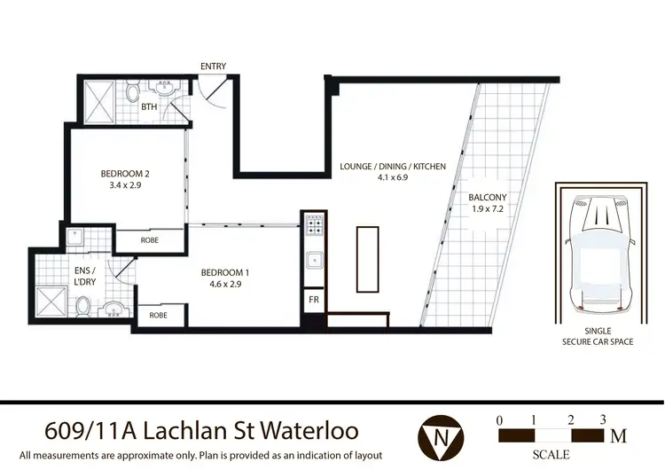 Floorplan of Homely apartment listing, 609/11A Lachlan Street, Waterloo NSW 2017
