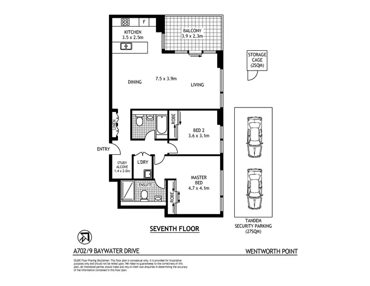 Floorplan of Homely apartment listing, A702/9 Baywater Drive, Wentworth Point NSW 2127