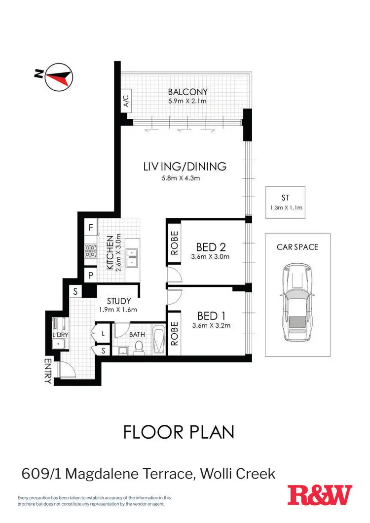 Floorplan of Homely apartment listing, 609/1 Magdalene Terrace, Wolli Creek NSW 2205