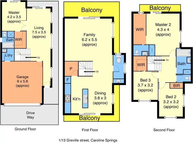 Floorplan of Homely townhouse listing, 1/13 Greville Street, Caroline Springs VIC 3023