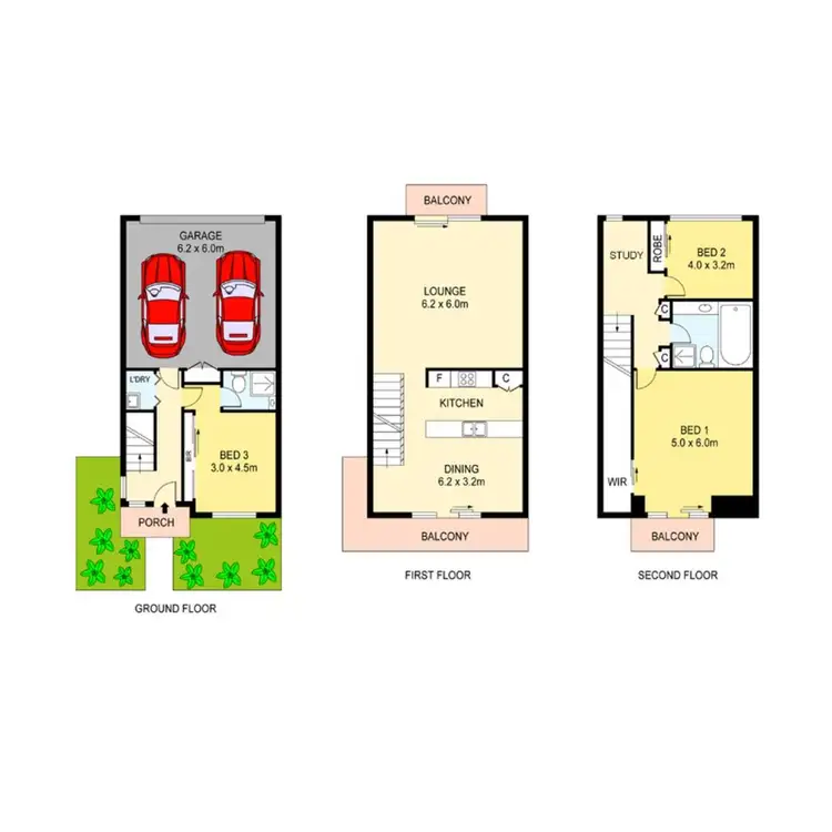 Floorplan of Homely townhouse listing, 1/20 Hewitt Avenue, Footscray VIC 3011