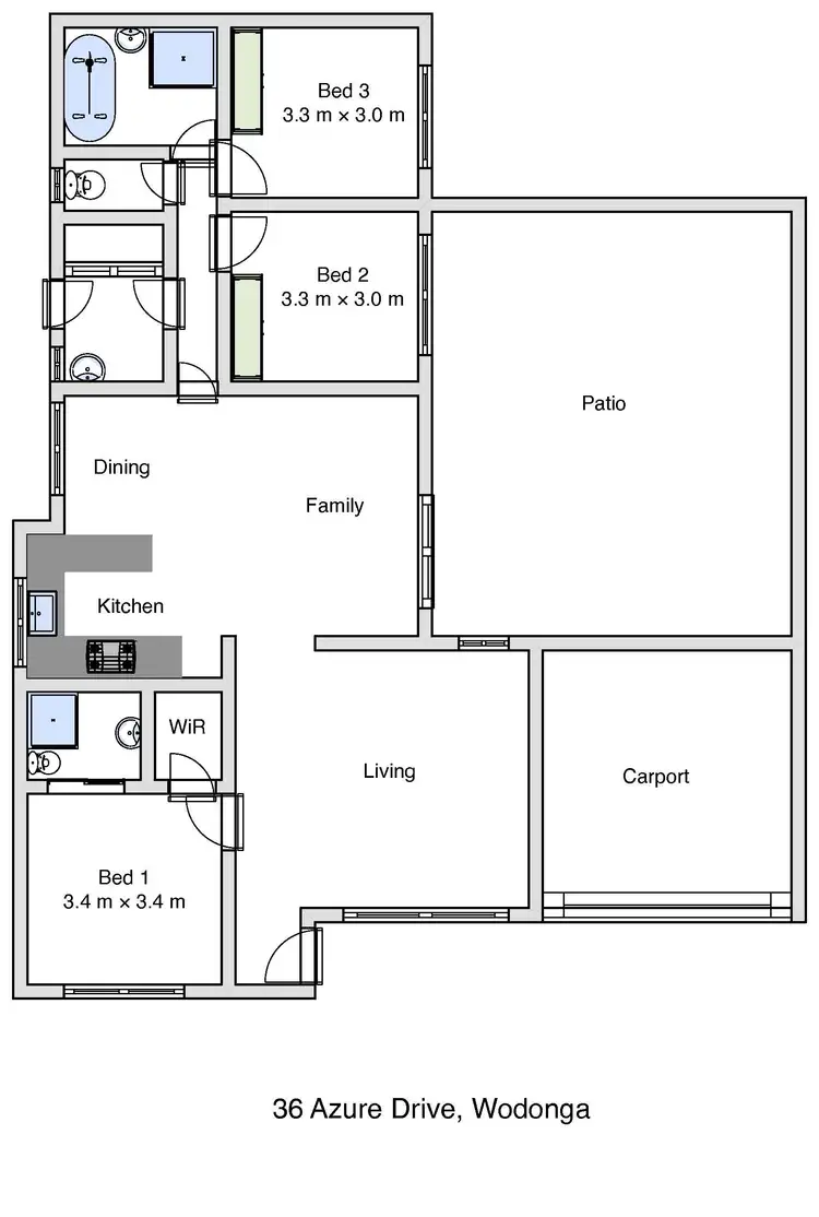 Floorplan of Homely house listing, 36 Azure Drive, Wodonga VIC 3690