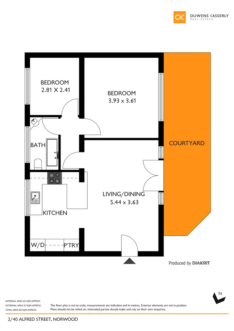 Floorplan of Homely unit listing, 2/40 Alfred Street, Norwood SA 5067
