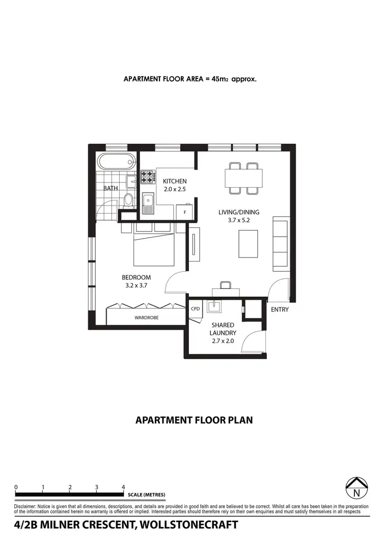 Floorplan of Homely apartment listing, 4/2B Milner Crescent, Wollstonecraft NSW 2065