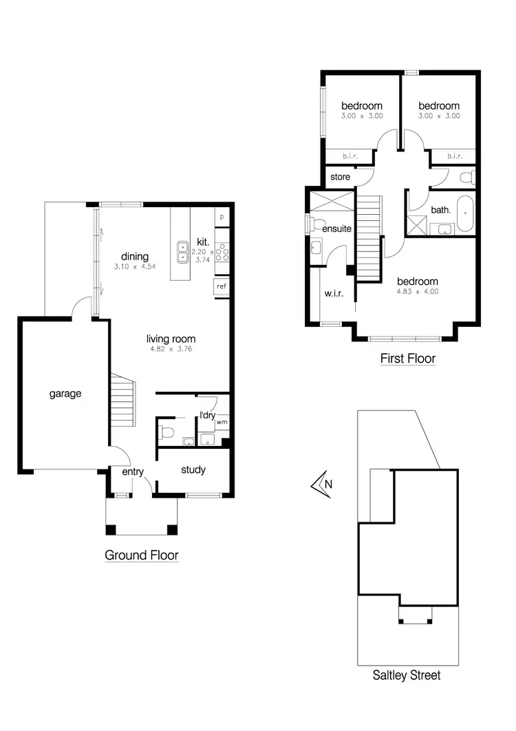 Floorplan of Homely townhouse listing, 1/3 Saltley Street, South Kingsville VIC 3015