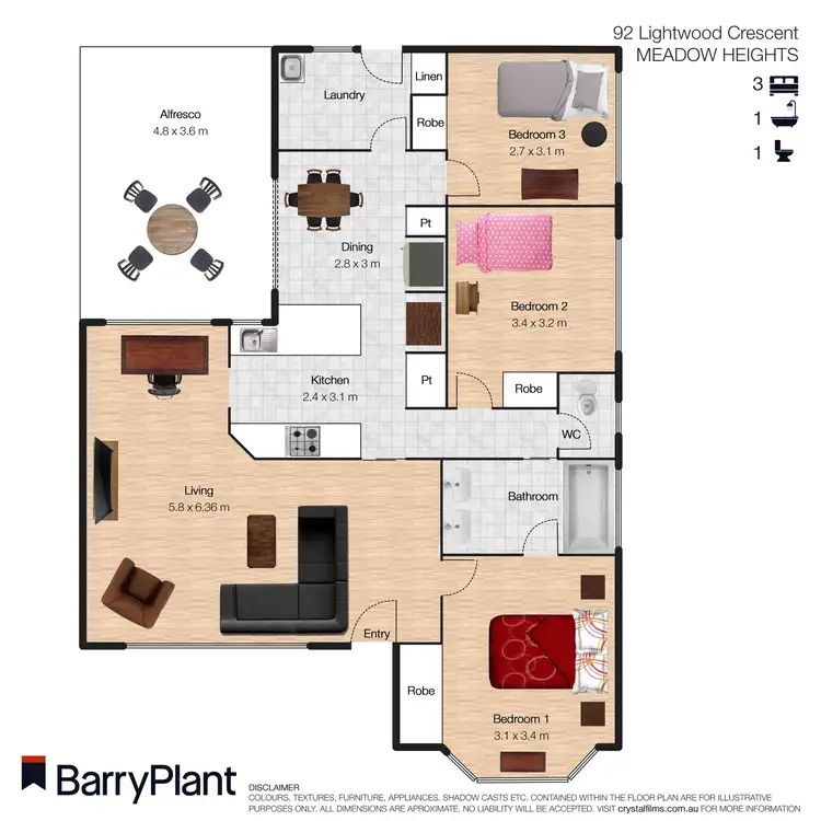 Floorplan of Homely house listing, 92 Lightwood Crescent, Meadow Heights VIC 3048