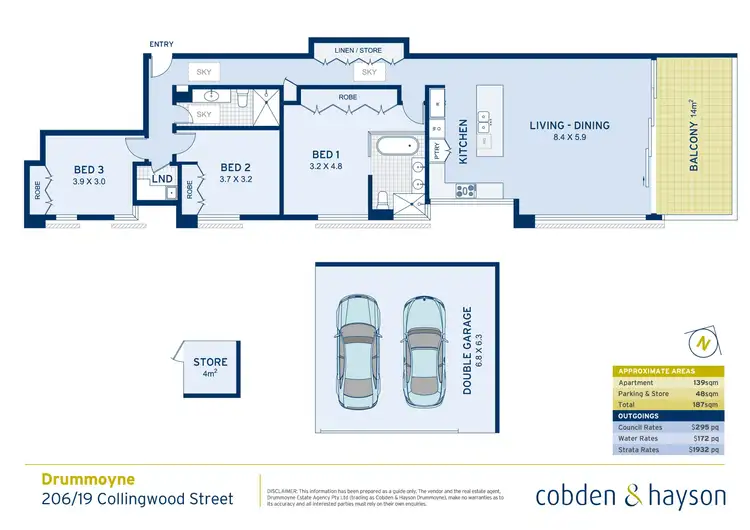 Floorplan of Homely apartment listing, 206/19 Collingwood Street, Drummoyne NSW 2047