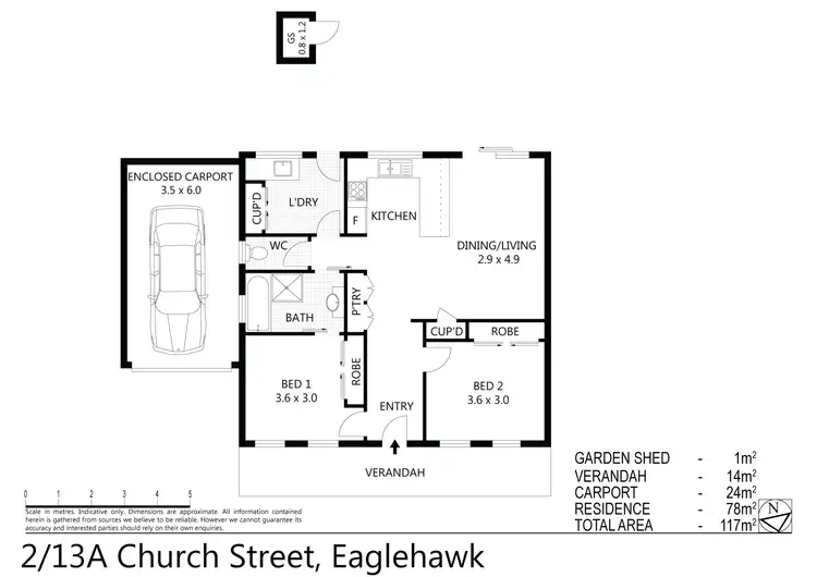Floorplan of Homely unit listing, 2/13a Church Street, Eaglehawk VIC 3556