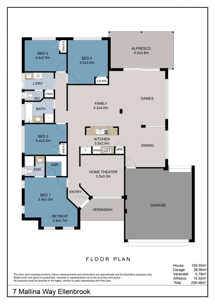 Floorplan of Homely house listing, 7 Mallina Way, Ellenbrook WA 6069