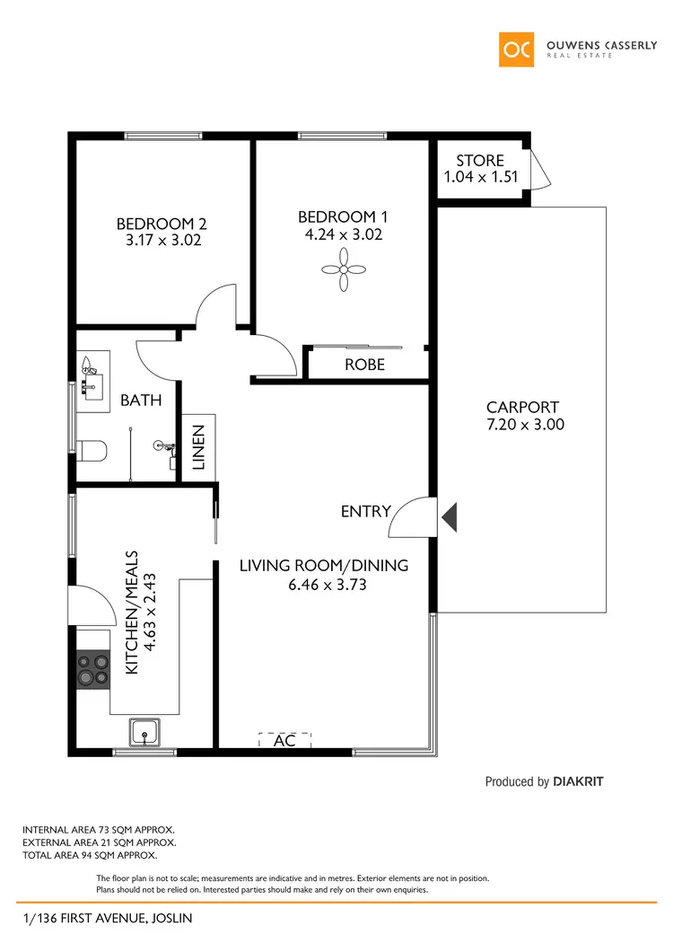 Floorplan of Homely unit listing, 1/136 First Avenue, Joslin SA 5070