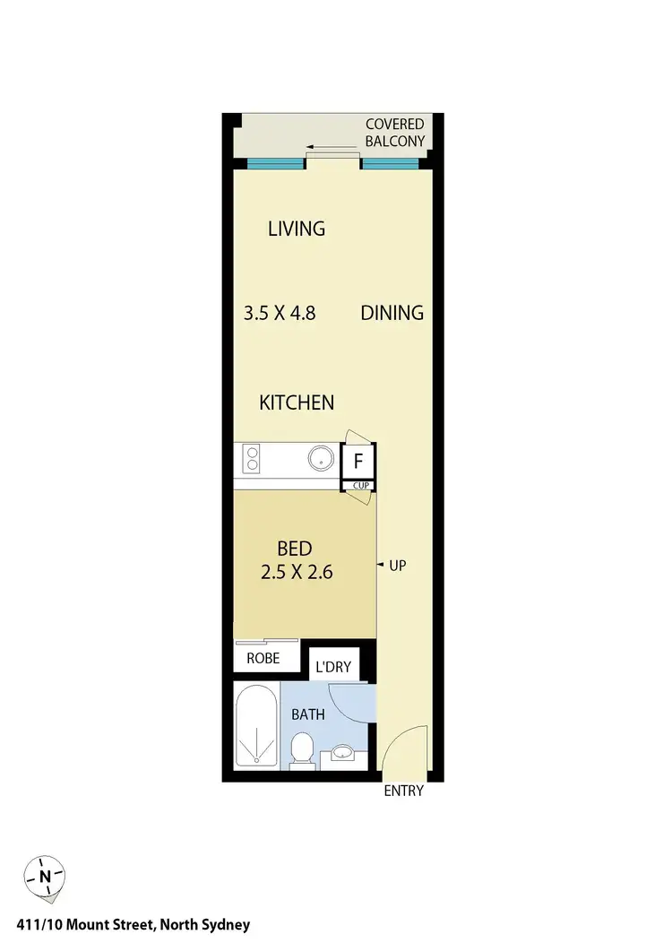 Floorplan of Homely apartment listing, 411/10 Mount Street, North Sydney NSW 2060