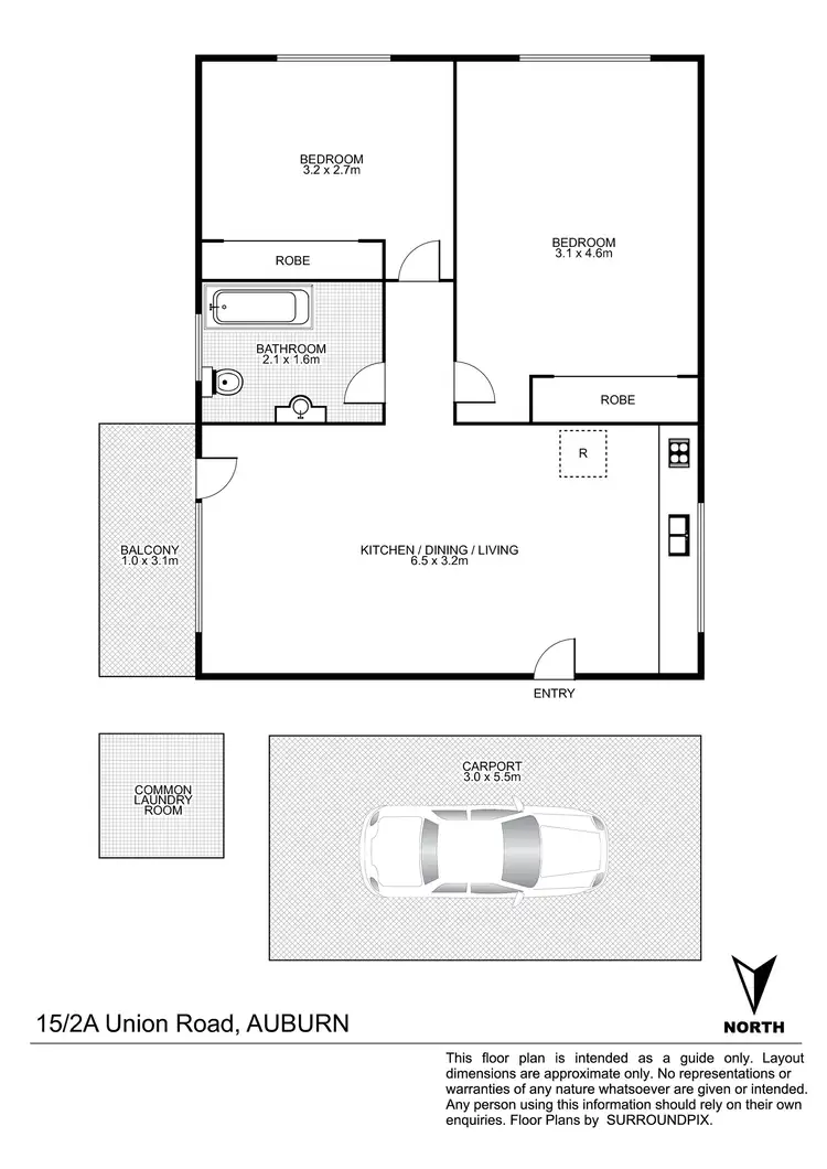 Floorplan of Homely unit listing, 15/2A Union Road, Auburn NSW 2144