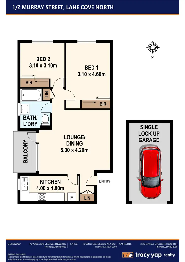 Floorplan of Homely unit listing, 1/2 Murray Street, Lane Cove NSW 2066