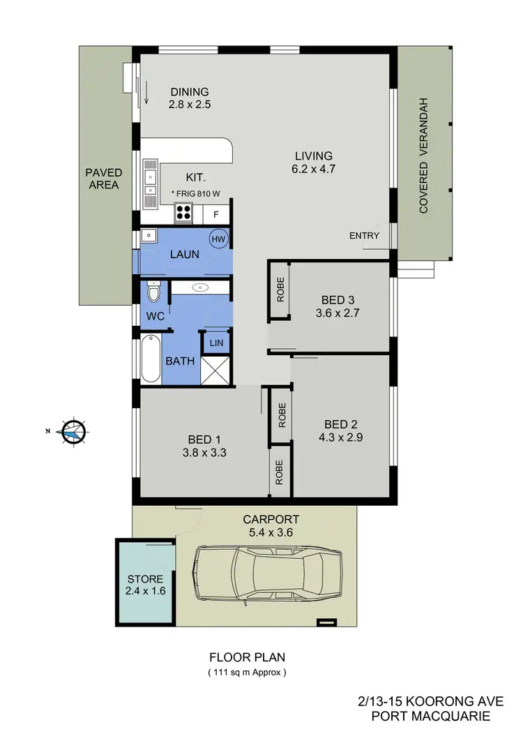 Floorplan of Homely villa listing, 2/13-15 Koorong Avenue, Port Macquarie NSW 2444