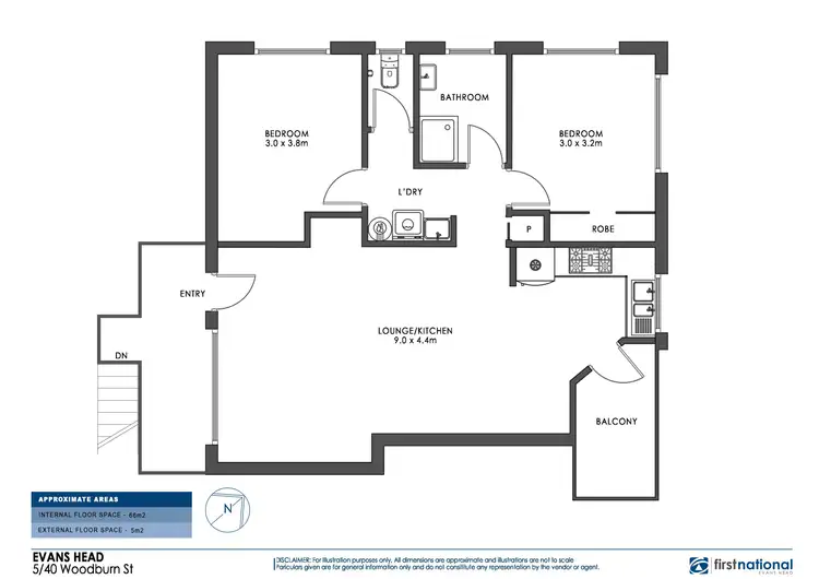 Floorplan of Homely unit listing, 5/40 Woodburn Street, Evans Head NSW 2473