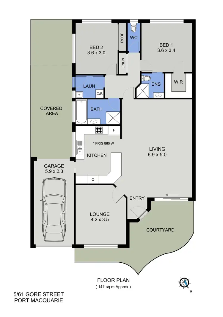 Floorplan of Homely villa listing, 5/61 Gore Street, Port Macquarie NSW 2444
