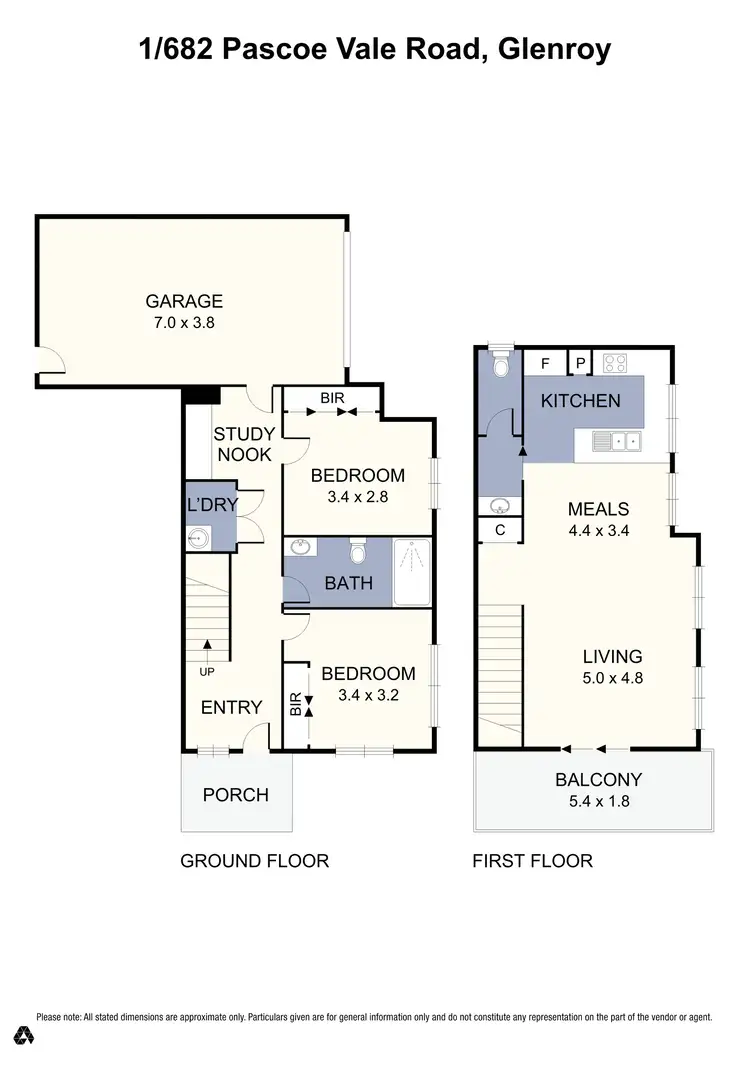 Floorplan of Homely townhouse listing, 1/682 Pascoe Vale Road, Oak Park VIC 3046