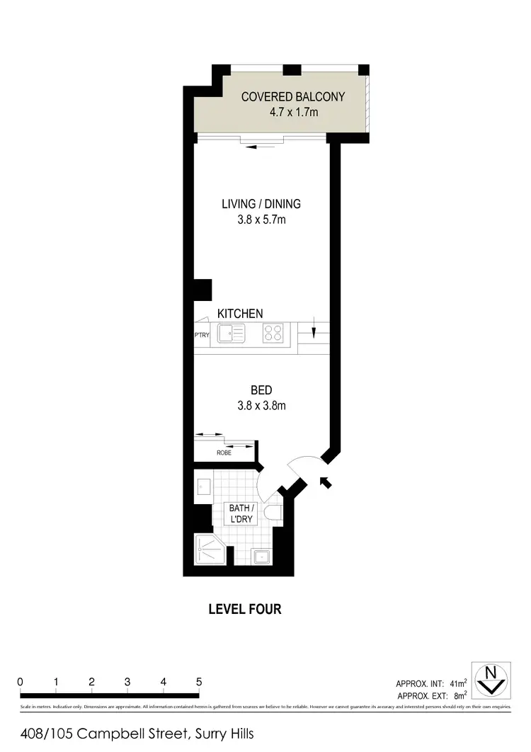 Floorplan of Homely apartment listing, 408/105 Campbell Street, Surry Hills NSW 2010