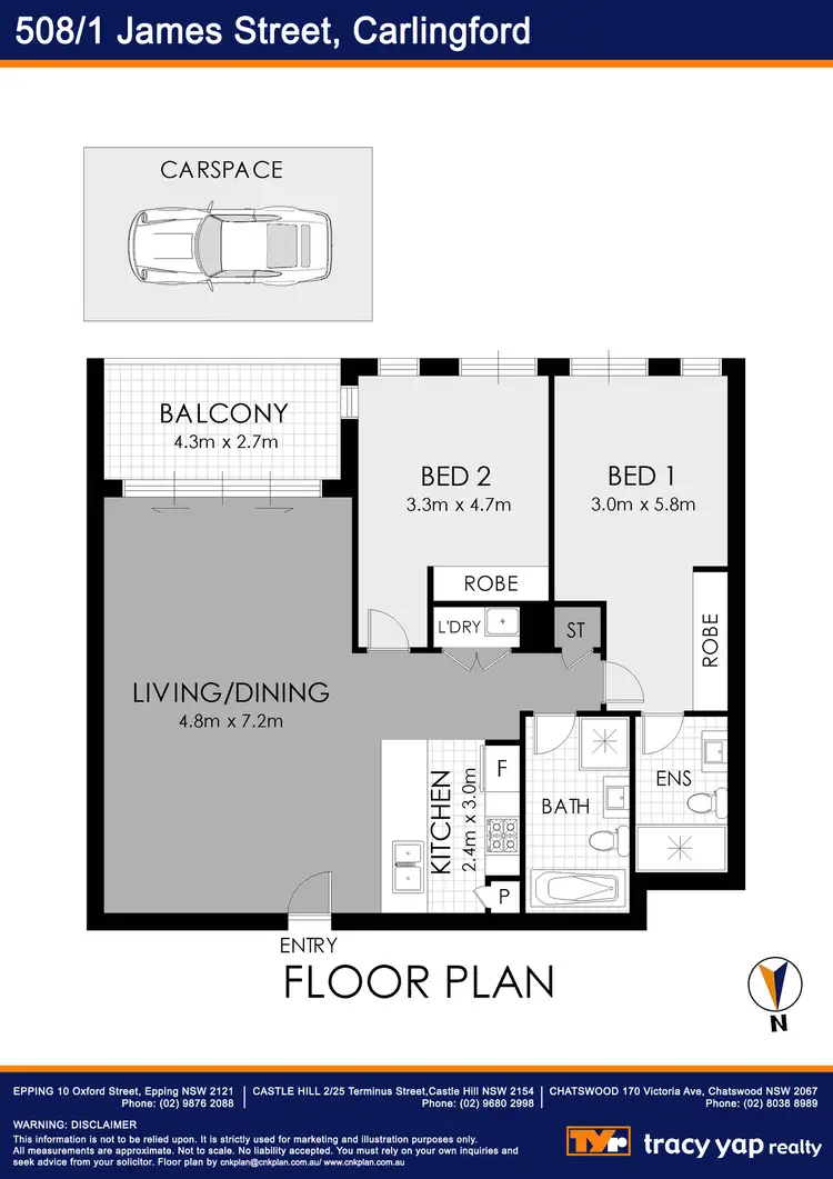 Floorplan of Homely unit listing, 508/1 James Street, Carlingford NSW 2118