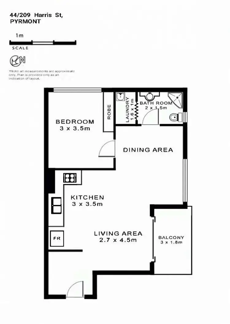 Floorplan of Homely apartment listing, 44/209 Harris Street, Pyrmont NSW 2009