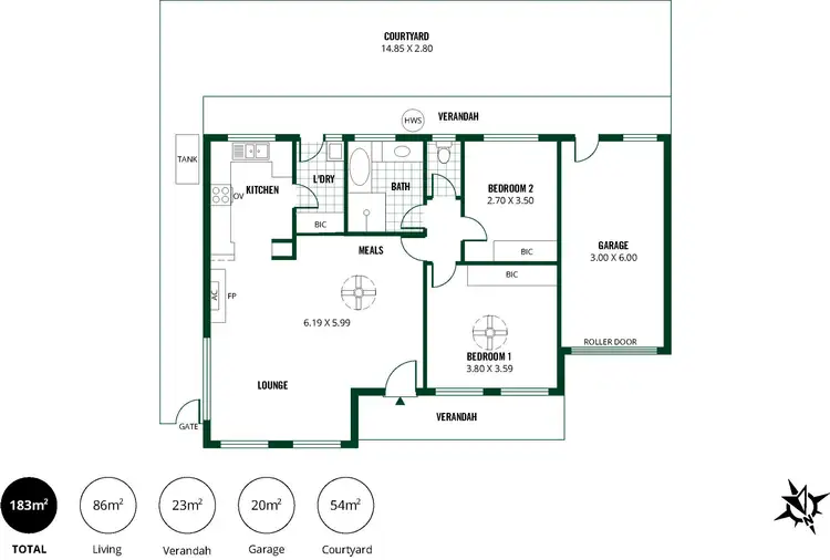 Floorplan of Homely unit listing, 1/2 Cockburn Street, Nairne SA 5252
