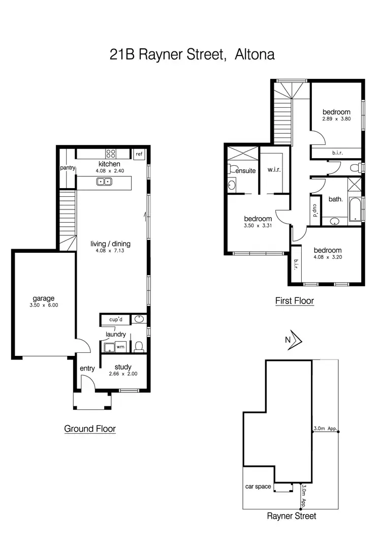 Floorplan of Homely townhouse listing, 21b Rayner Street, Altona VIC 3018