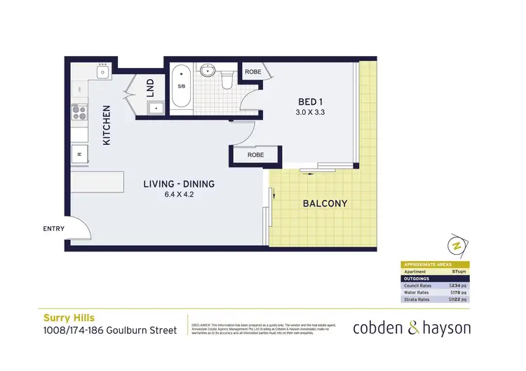 Floorplan of Homely apartment listing, 1008/174-186 Goulburn Street, Surry Hills NSW 2010