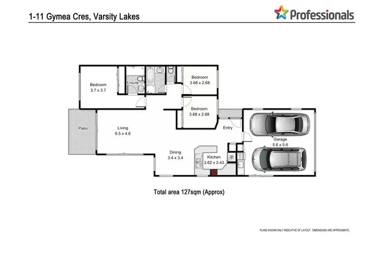 Floorplan of Homely semi-detached listing, 1/11 Gymea Crescent, Varsity Lakes QLD 4227